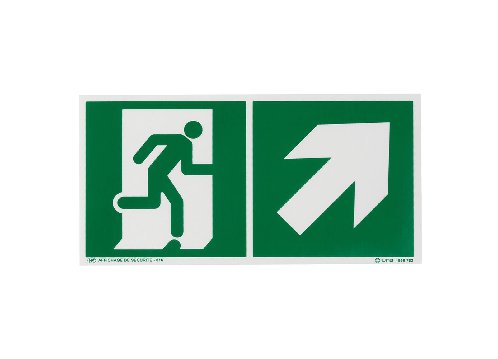 Pictogramme autocollant pour signalisation Évacuation avec symbole flèche vers le haut à droite Pictogramme autocollant pour signalisation Évacuation avec symbole flèche vers le haut à droite