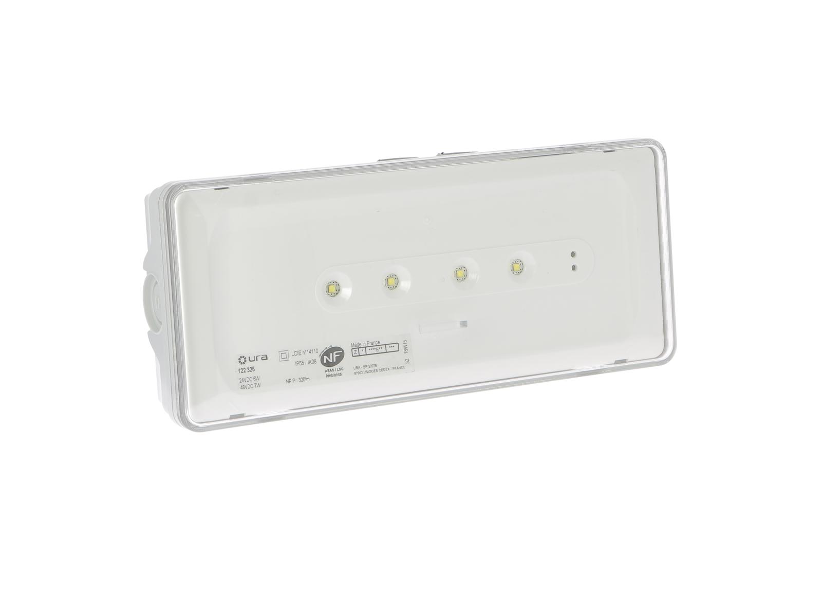 Luminaire pour Sources Centrales LSC d'ambiance 24V=/48V= Urajet IP55 IK08 flux 320lm