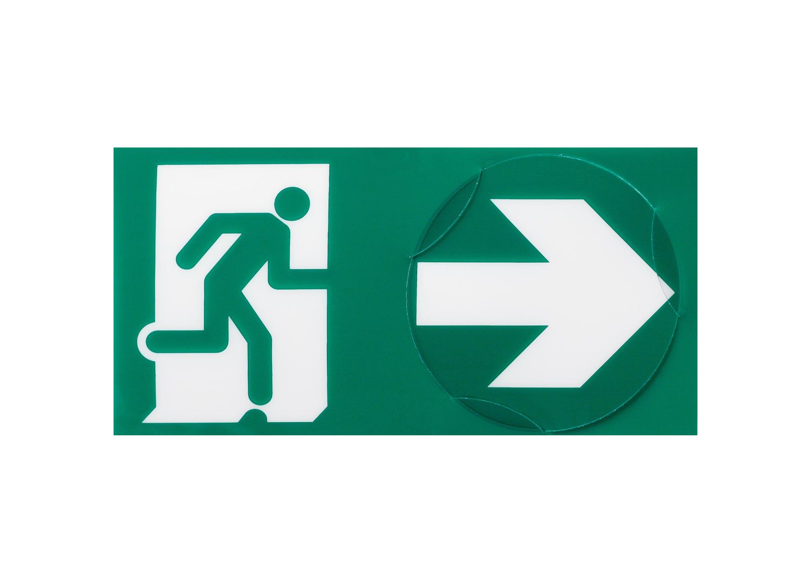 Pictogramme signalisation d'évacuation universel homme et flèche