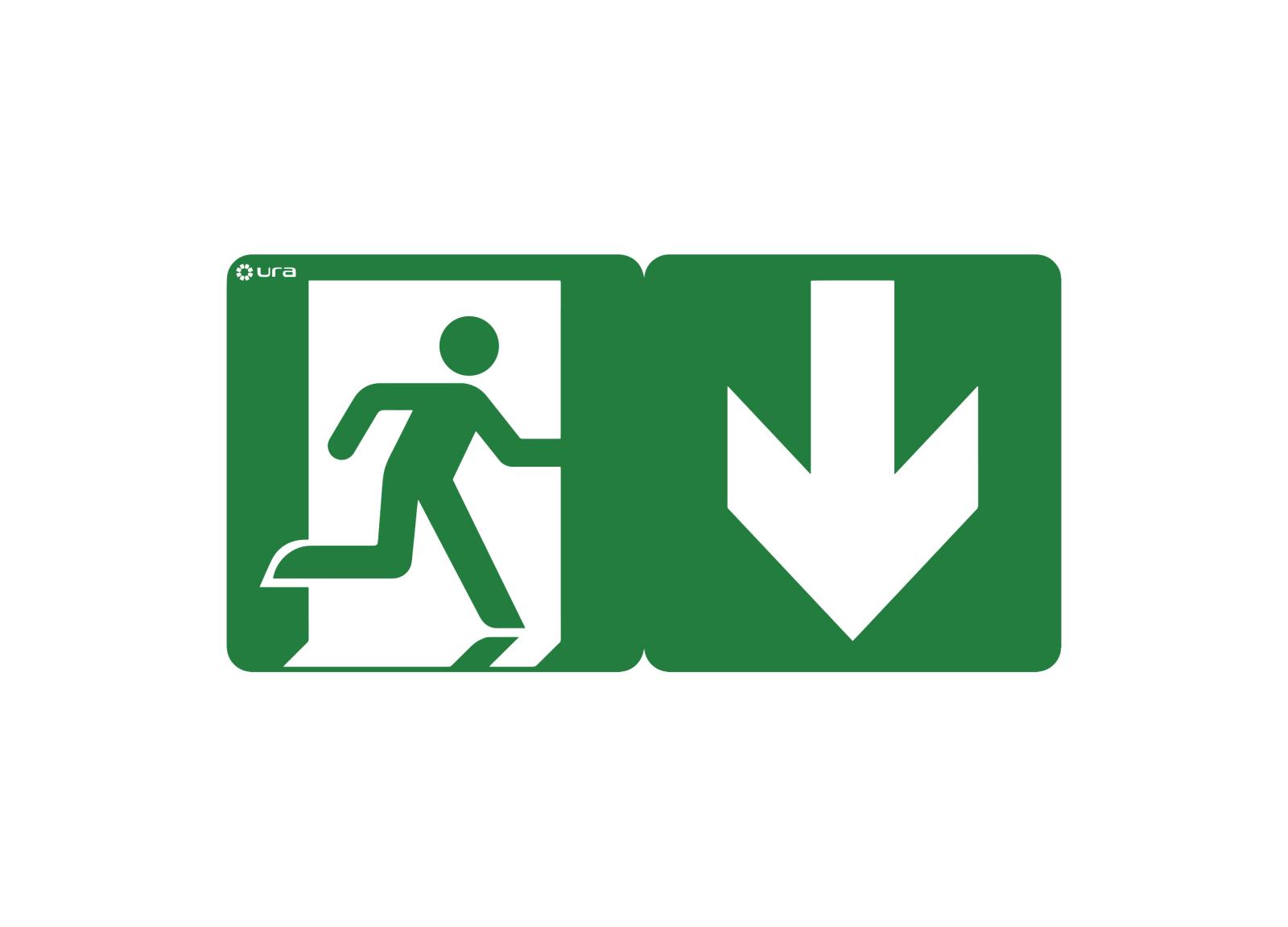 Pictogramme autocollant signalisation d' Évacuation pour BAES et LSC Uraproof V