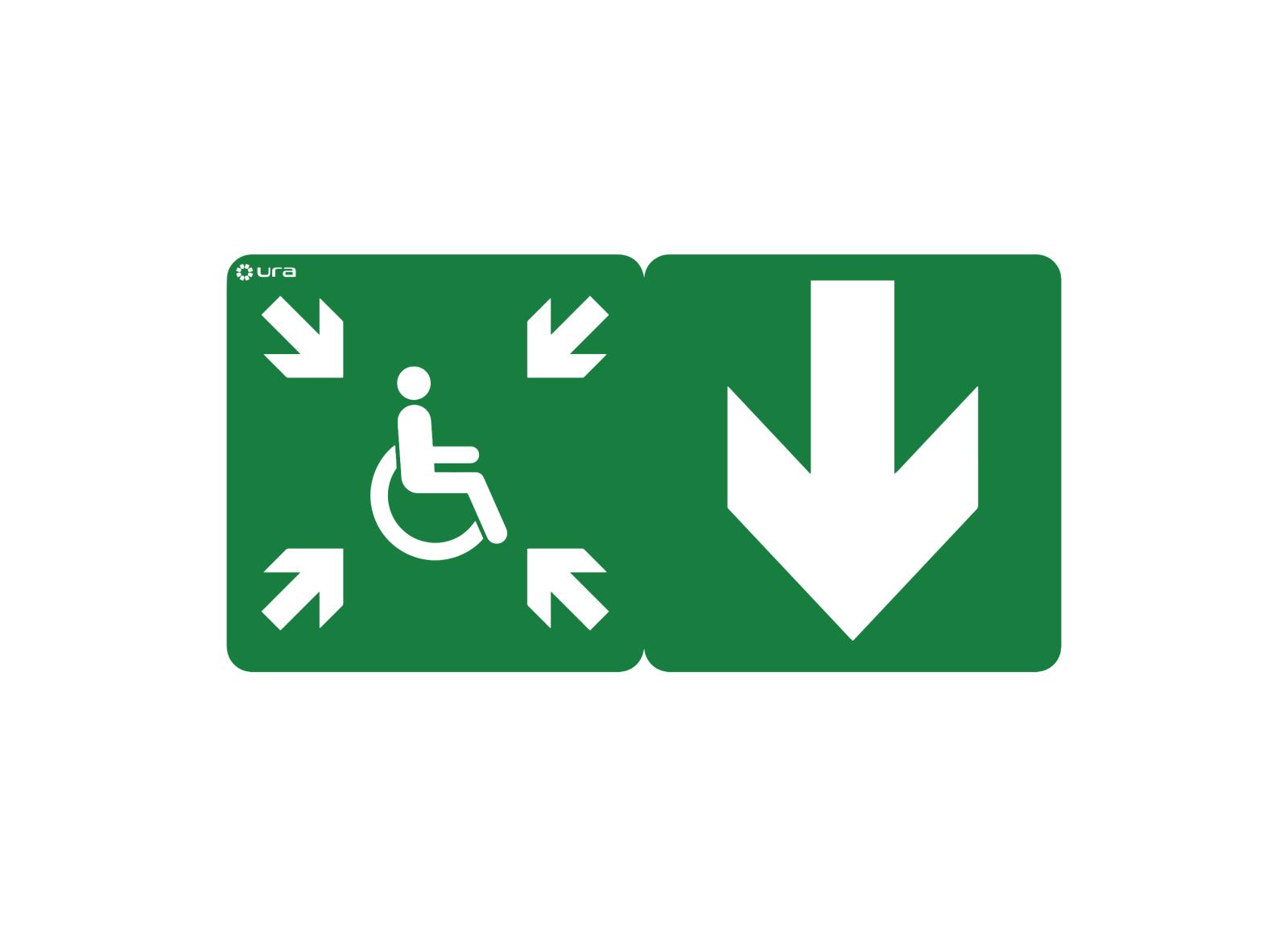 Pictogramme autocollant signalisation d' Évacuation pour BAES et DBR Uraproof V