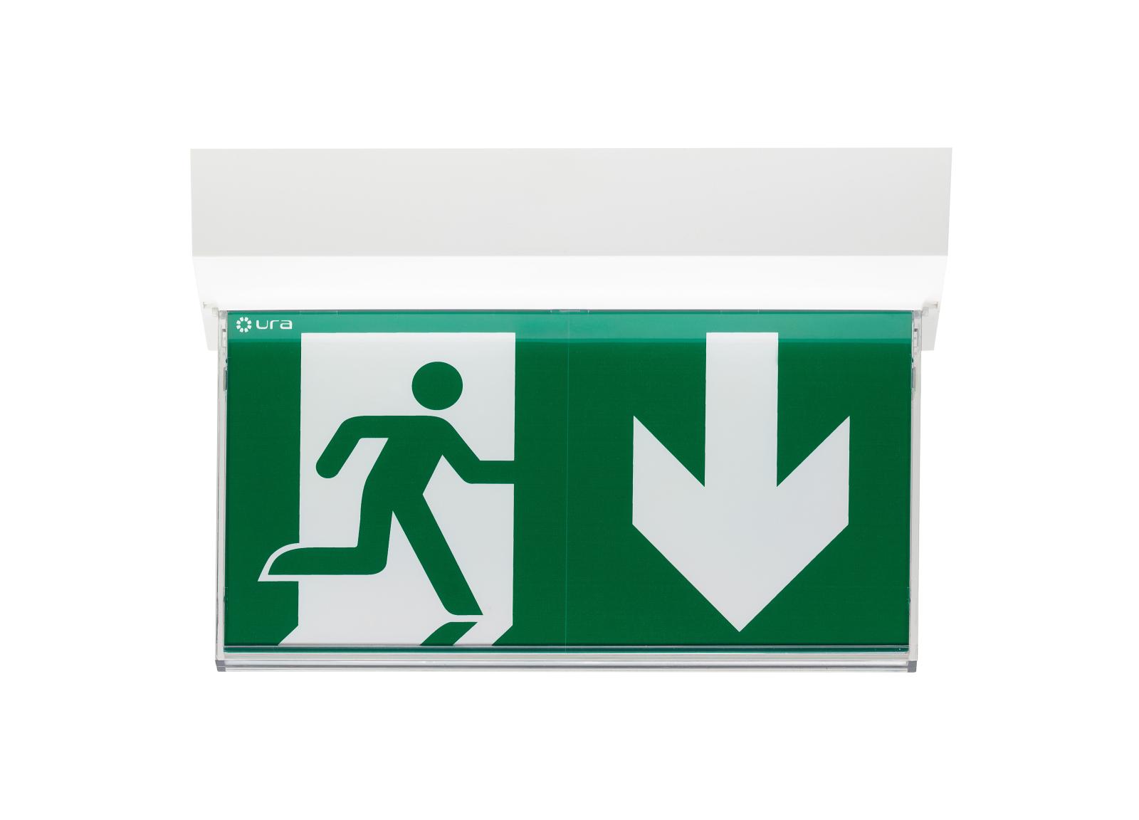 LSC Uralife V Évacuation 24VDC - 45lm - pose plafond encastrée/saillie - IP43/IK07 - éclairage uniforme du pictogramme LSC Uralife V Évacuation 24VDC - 45lm - pose plafond encastrée/saillie - IP43/IK07 - éclairage uniforme du pictogramme