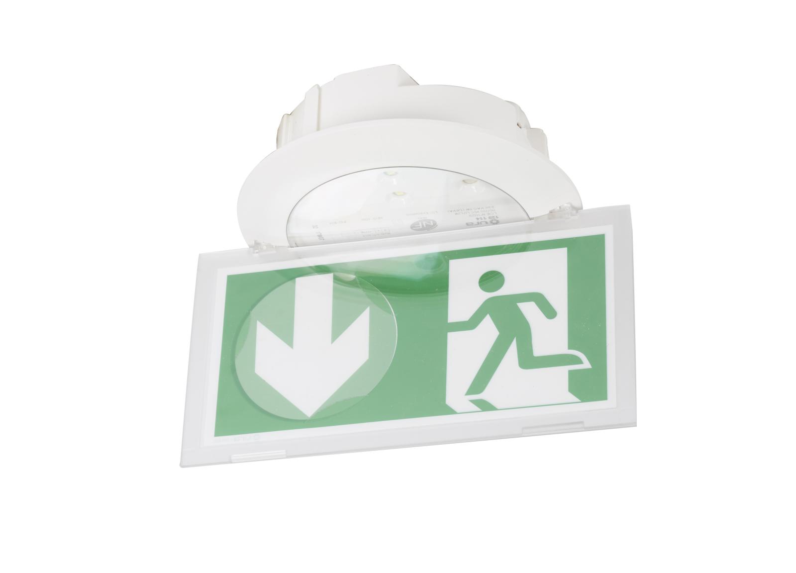 Luminaire pour Sources Centrales LSC d'évacuation 24V=/48V= Practice IP40 IK07 flux 45lm