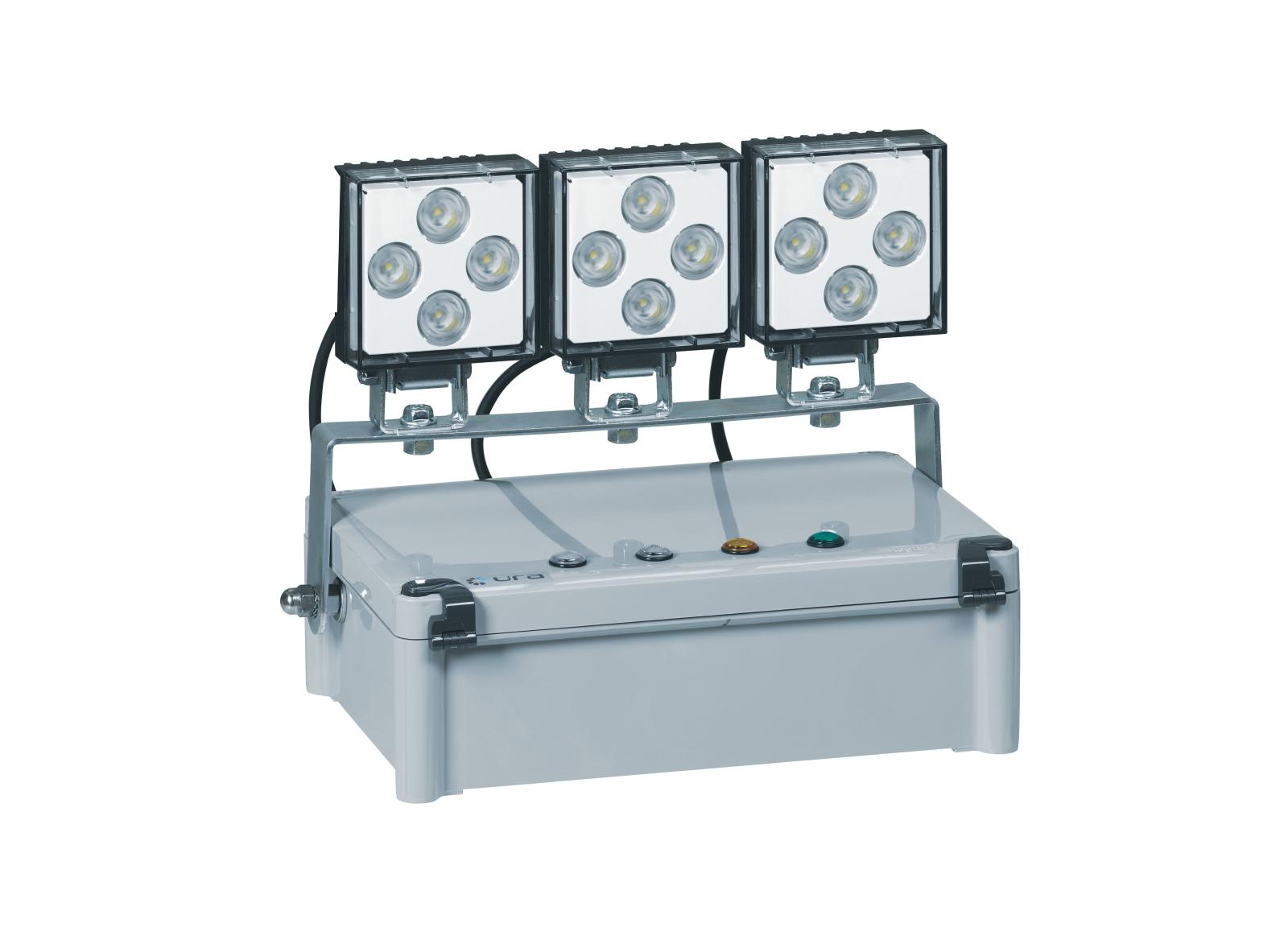 Bloc à phares LEDs IP65 IK07 Super SATI Adressable 3 phares large flux 3000lm 1h consommation 2W