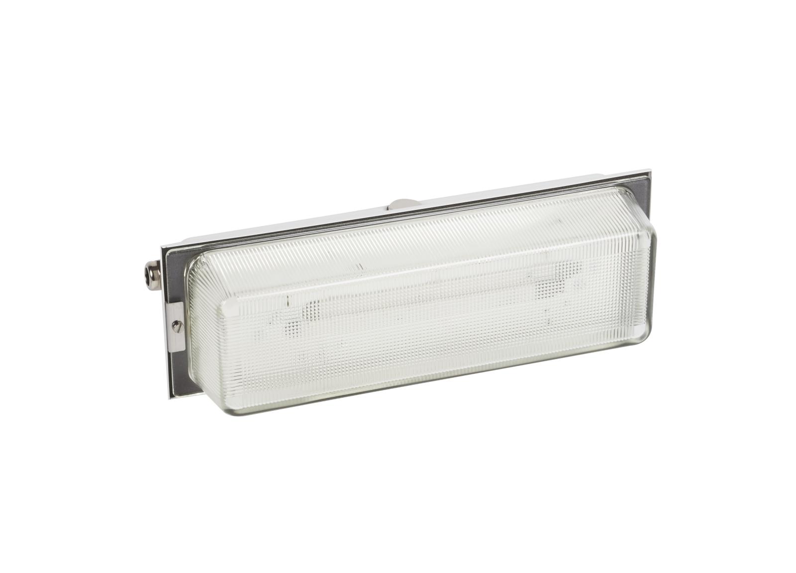 Luminaire pour Sources Centrales LSC d'évacuation 110V=/220V=/230V~ type tôle et verre IP66 IK04 flux 45lm