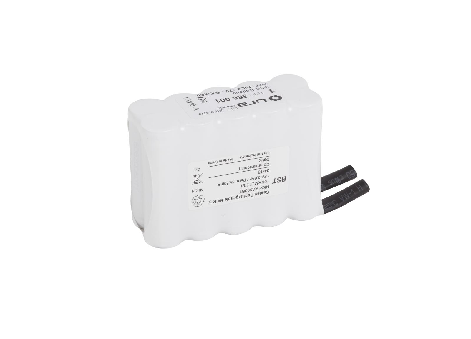 Batterie Nickel Cadmium Ni-Cd 12V 600mAh pour alarme incendie