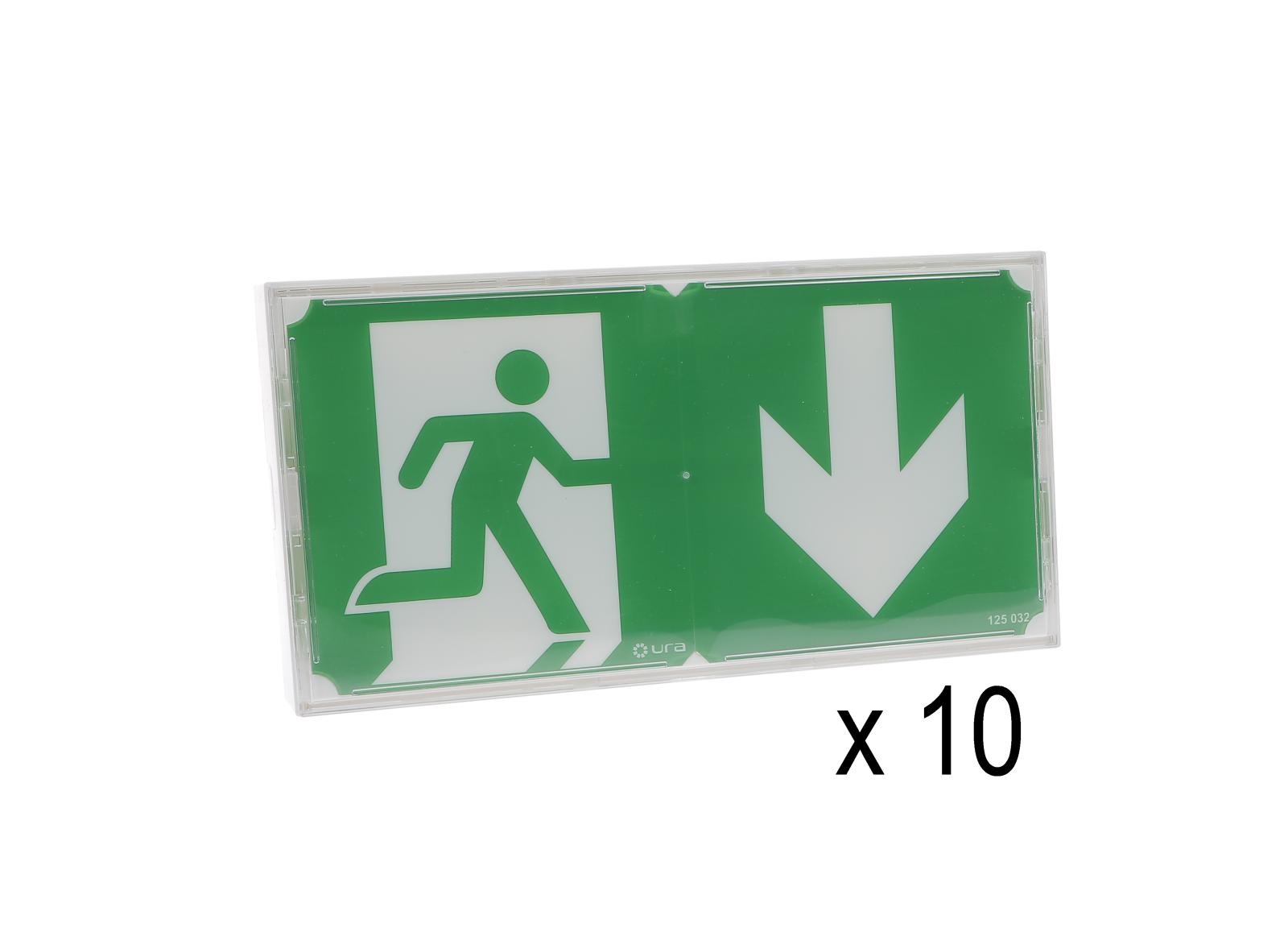 Lot de 10 BAES d'évacuation SATI Uraone référence 111013V (après 03-2020) reconditionnés avec embases