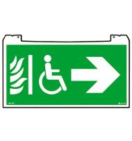 Porte-pictogramme réversible signalisation Évacuation Practice Evolution pour Espace Attente Sécurisé et flèche droite