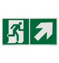 Pictogramme autocollant pour signalisation évacuation avec symbole flèche vers le haut à droite