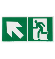 Pictogramme autocollant pour signalisation Évacuation avec symbole flèche vers le haut à gauche