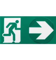 Pictogramme signalisation d'évacuation universel homme et flèche