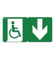 Pictogramme autocollant pour signalisation d'évacuation pour personnes à mobilité réduite PMR pour BAES et LSC Uraproof V